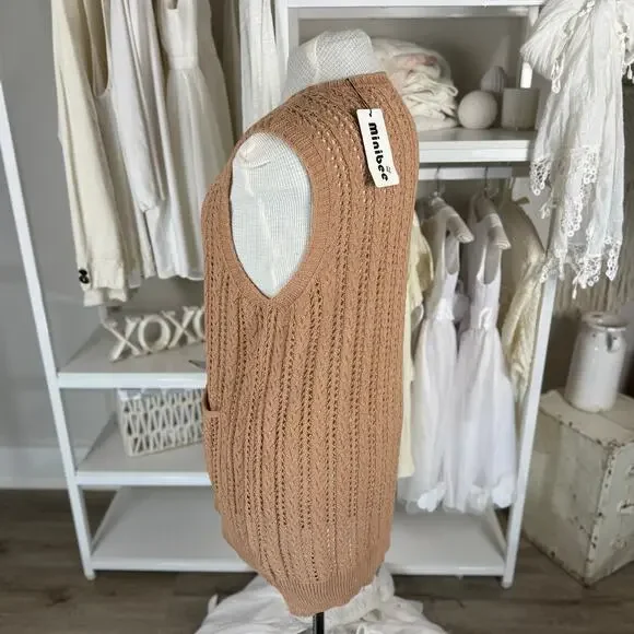 Women's Tan Knit Sweater Vest - Picture 3 of 8